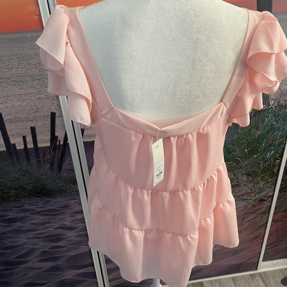 Francesca’s Pink Ruffle Top - Picture 4 of 5